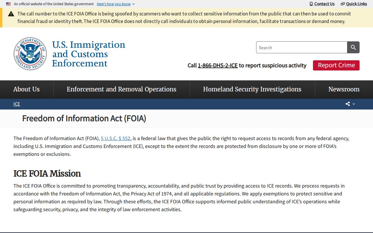 ICE records request source for Shackelford County 72 hour release history