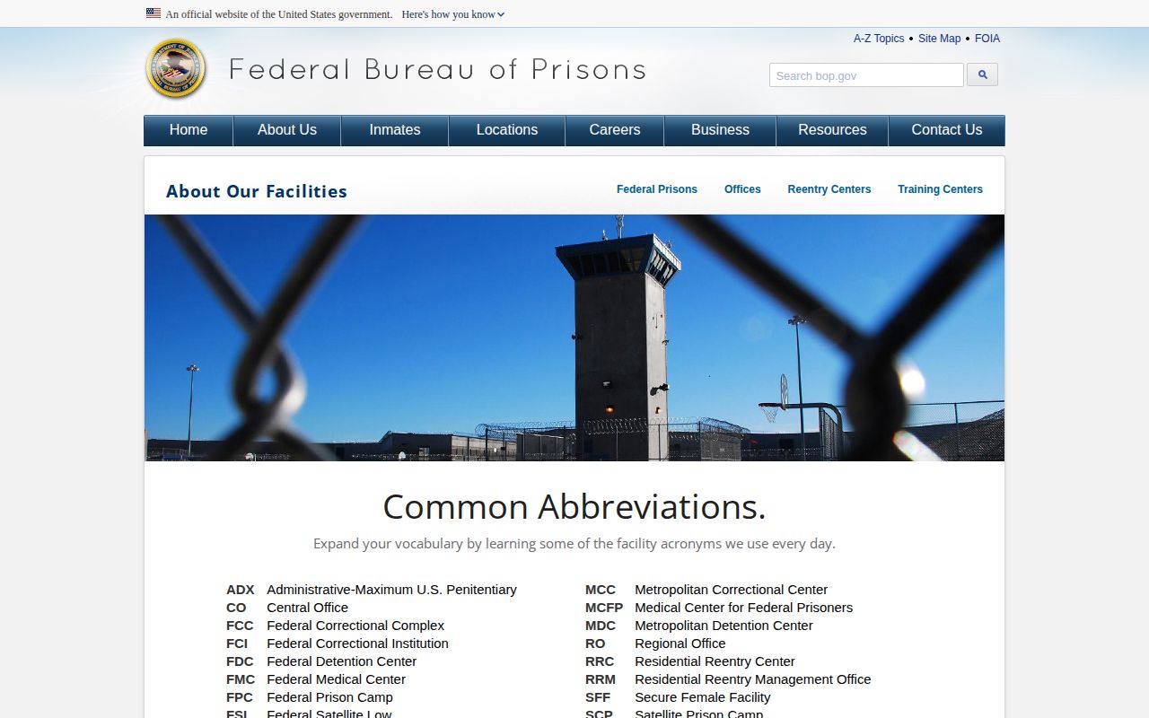 Federal Bureau of Prisons facility directory for Shackelford County release lookup