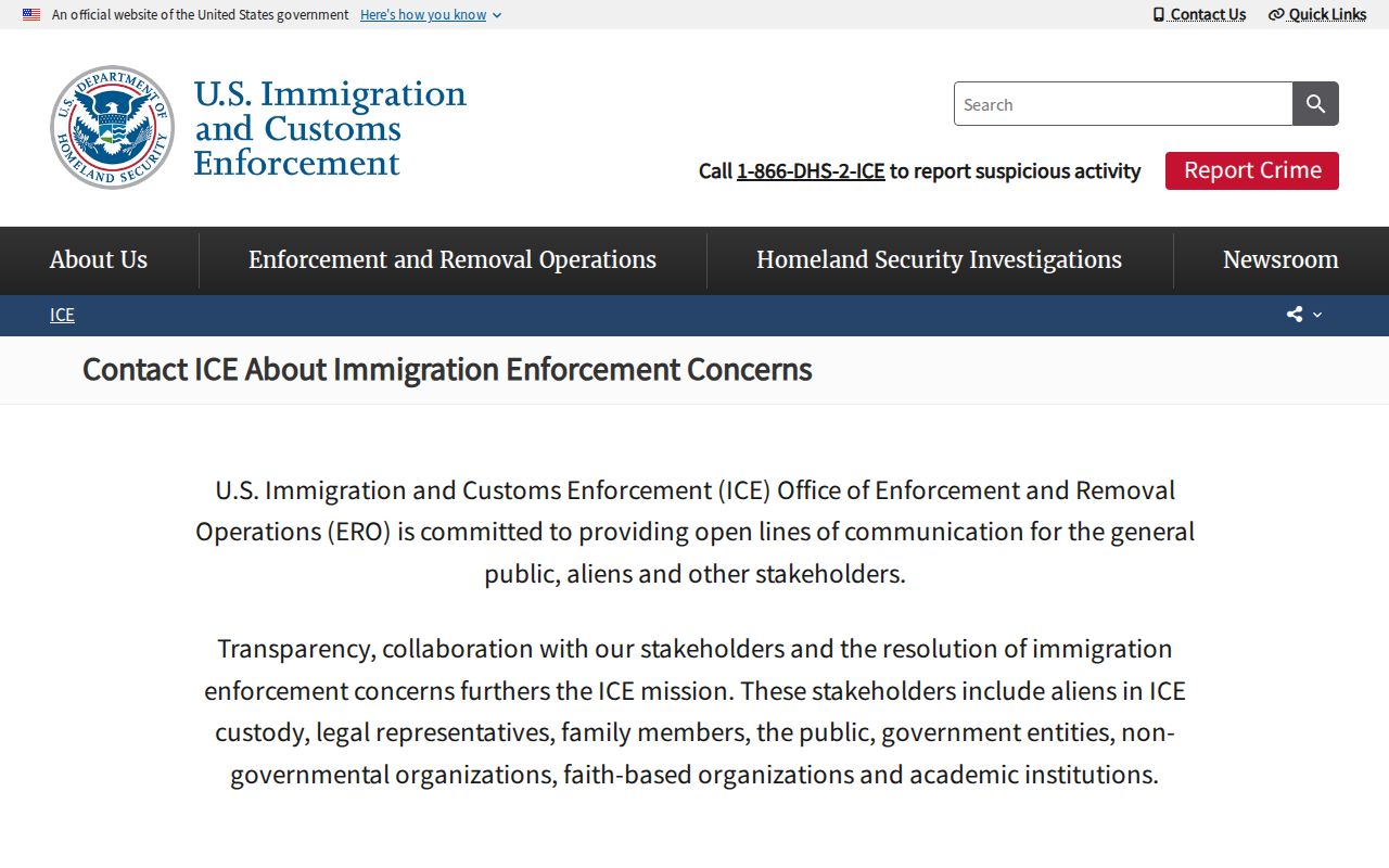 ICE detention information line for Shackelford County release follow-up
