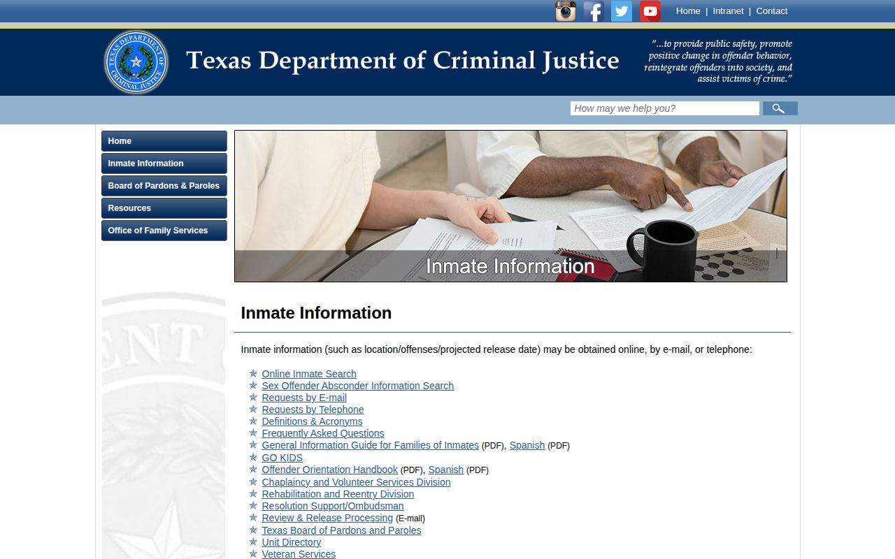 Texas Department of Criminal Justice offender search for Shackelford County release records